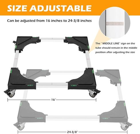 Nefish Furniture Dolly Adjustable Mini Fridge Stand Washing Machine Stand Mobile Roller with 4 Locking Swivel Wheels Universal Mobile Base Moving Cart for Dryer Refrigerator in Kuwait