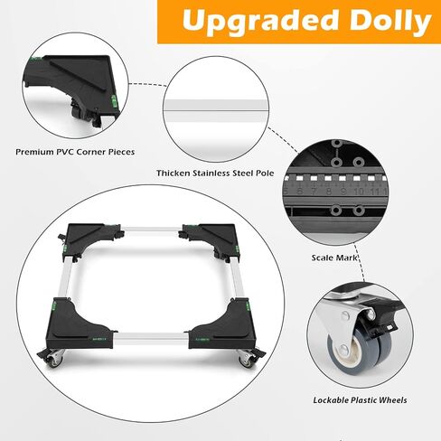Nefish Furniture Dolly Adjustable Mini Fridge Stand Washing Machine Stand Mobile Roller with 4 Locking Swivel Wheels Universal Mobile Base Moving Cart for Dryer Refrigerator in Kuwait