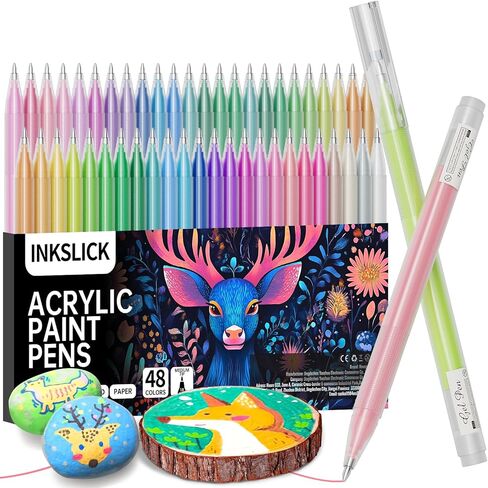 Acrylic Gel Pens, 24 Colors Adult Coloring Paint Pen, 1.0 Fine Tip Muticolor Marker Art Set for Black Paper, Acrylic Gel Ink Pen Assorted Colored for Doodle, Drawing, DIY Projects, Crafts Art Supplies in Kuwait