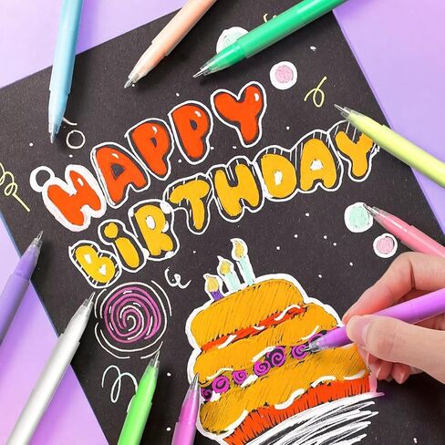 Acrylic Gel Pens, 24 Colors Adult Coloring Paint Pen, 1.0 Fine Tip Muticolor Marker Art Set for Black Paper, Acrylic Gel Ink Pen Assorted Colored for Doodle, Drawing, DIY Projects, Crafts Art Supplies in Kuwait