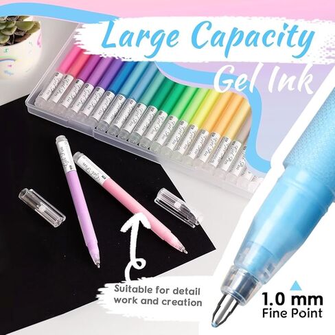 Acrylic Gel Pens, 24 Colors Adult Coloring Paint Pen, 1.0 Fine Tip Muticolor Marker Art Set for Black Paper, Acrylic Gel Ink Pen Assorted Colored for Doodle, Drawing, DIY Projects, Crafts Art Supplies in Kuwait