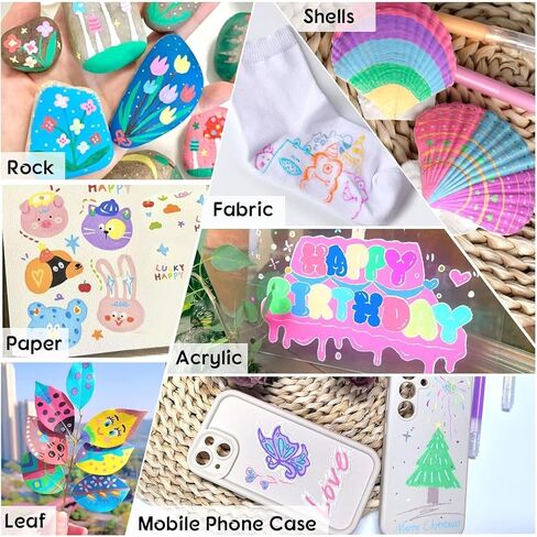 Acrylic Gel Pens, 24 Colors Adult Coloring Paint Pen, 1.0 Fine Tip Muticolor Marker Art Set for Black Paper, Acrylic Gel Ink Pen Assorted Colored for Doodle, Drawing, DIY Projects, Crafts Art Supplies in Kuwait