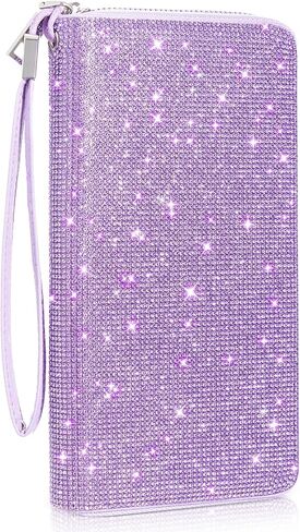 Bling Sparkly Wallet for Women Birthday Rhinestone Wallet RFID Blocking Phone Purse Gifts for Mom Mother's Day(Silver) in Saudi Arabia