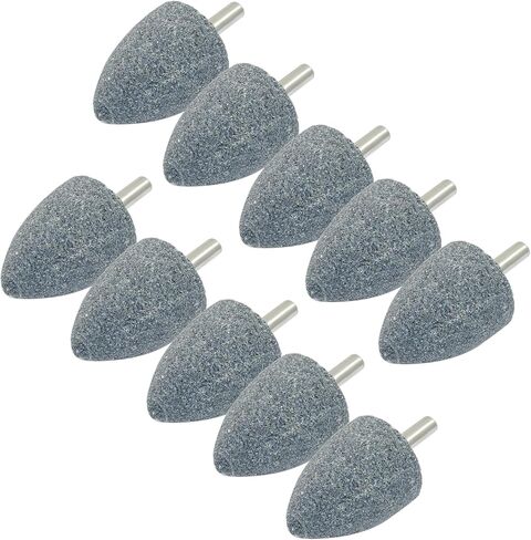 10Pcs 30mm Bullet Shape Aluminum Oxide Grinding Stones with 1/4" Shank for Rotary Tools, Cone Shape Grind Stone for Metal, Wood, and DIY Projects(Gray) in Kuwait