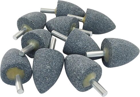 10Pcs 30mm Bullet Shape Aluminum Oxide Grinding Stones with 1/4" Shank for Rotary Tools, Cone Shape Grind Stone for Metal, Wood, and DIY Projects(Gray) in Kuwait