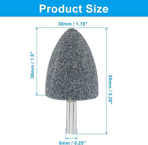 10Pcs 30mm Bullet Shape Aluminum Oxide Grinding Stones with 1/4" Shank for Rotary Tools, Cone Shape Grind Stone for Metal, Wood, and DIY Projects(Gray) in Kuwait
