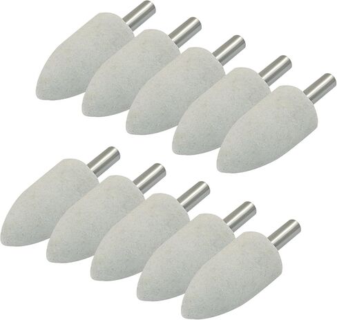 10pcs 30 ملم شكل رصاصة أحجار طحن أكسيد الألومنيوم مع ساق 1/4 بوصة للأدوات الدوارة ، وحجر طحن مخروط للمعادن ، والخشب ، و DIY (رمادي) in Kuwait