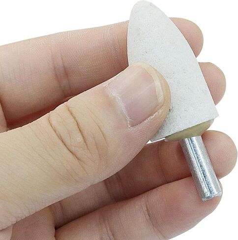 10pcs 30 ملم شكل رصاصة أحجار طحن أكسيد الألومنيوم مع ساق 1/4 بوصة للأدوات الدوارة ، وحجر طحن مخروط للمعادن ، والخشب ، و DIY (رمادي) in Kuwait