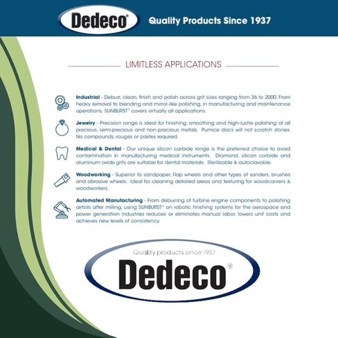 Dedeco Sunburst Radial Bristle Discs 10-Pack - 3" Angled - Green 50 Grit (Extra-Coarse) - Aluminum Oxide for Polishing & Finishing in Kuwait