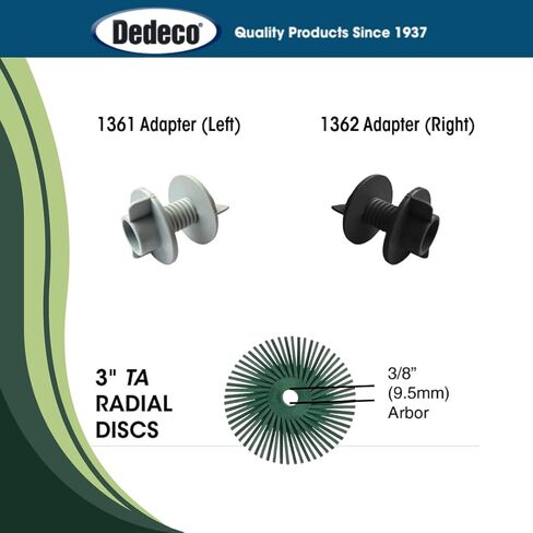 Dedeco Sunburst Radial Bristle Discs 10-Pack - 3" Angled - Green 50 Grit (Extra-Coarse) - Aluminum Oxide for Polishing & Finishing in Kuwait