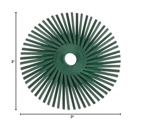 Dedeco Sunburst Radial Bristle Discs 10-Pack - 3" Angled - Green 50 Grit (Extra-Coarse) - Aluminum Oxide for Polishing & Finishing in Kuwait