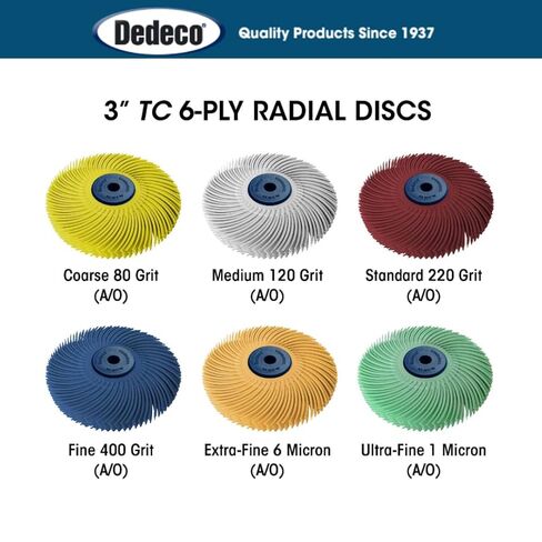 Dedeco Sunburst Dybial Bristle Discs -3 "(76mm) DIA ، TC Bristle ، 6 -ply ، 1/4" in Kuwait