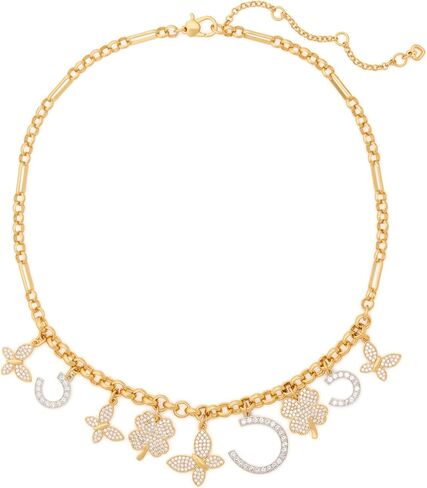 kate spade new york Lucky Charm Pave Clover Pendant, Green/Gold in Saudi Arabia