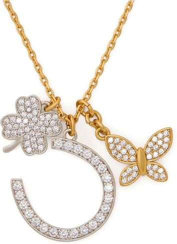 kate spade new york Lucky Charm Pave Clover Pendant, Green/Gold in Saudi Arabia