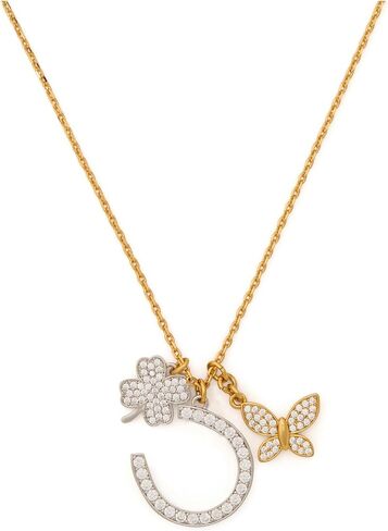 kate spade new york Lucky Charm Pave Clover Pendant, Green/Gold in Saudi Arabia