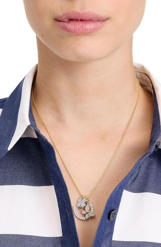 kate spade new york Lucky Charm Pave Clover Pendant, Green/Gold in Saudi Arabia