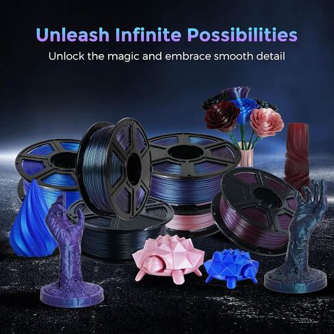FLASHFORGE PLA Filament 1.75mm +/- 0.02mm Burnt Titanium, Color Changeable 3D Printer Filament 1kg (2.2lbs), Chameleon Changing Colors with Light, Perfectly Hide The Layer Line in Kuwait