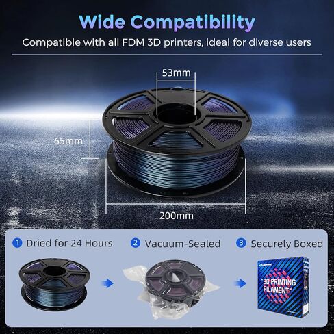 FLASHFORGE PLA Filament 1.75mm +/- 0.02mm Burnt Titanium, Color Changeable 3D Printer Filament 1kg (2.2lbs), Chameleon Changing Colors with Light, Perfectly Hide The Layer Line in Kuwait