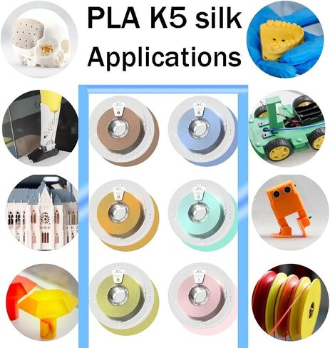 PLA K5 خيوط الحرير | 1.75mm حرير PLA 3D الطابعة خيوط | 1 كجم (2.2 رطل) التخزين المؤقت | لطابعة ثلاثية الأبعاد مواد طباعة ناعمة للبيئة مواد الطابعة ثلاثية الأبعاد (اللون: رمادي الحرير) in Saudi Arabia