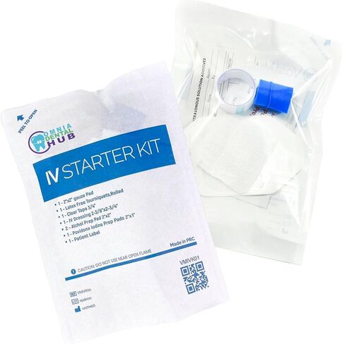 100 PCS IV starter kit مع شاش/الكلوراسكوب مسحة من Omnia One | مجموعة معقمة وجاهزة للاستخدام-مجموعة كاملة لإدخال IV-ضرورية للاستخدام الطبي والمستشفيات والطوارئ in Kuwait