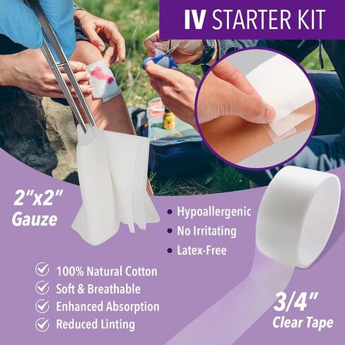 100 PCS IV starter kit مع شاش/الكلوراسكوب مسحة من Omnia One | مجموعة معقمة وجاهزة للاستخدام-مجموعة كاملة لإدخال IV-ضرورية للاستخدام الطبي والمستشفيات والطوارئ in Kuwait