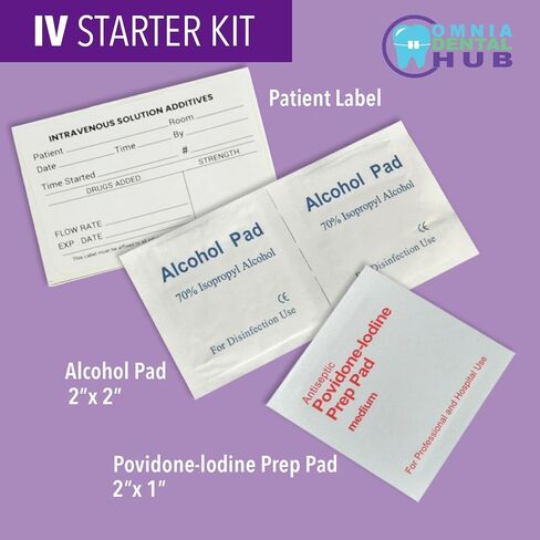 100 PCS IV starter kit مع شاش/الكلوراسكوب مسحة من Omnia One | مجموعة معقمة وجاهزة للاستخدام-مجموعة كاملة لإدخال IV-ضرورية للاستخدام الطبي والمستشفيات والطوارئ in Kuwait