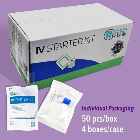 100 PCS IV starter kit مع شاش/الكلوراسكوب مسحة من Omnia One | مجموعة معقمة وجاهزة للاستخدام-مجموعة كاملة لإدخال IV-ضرورية للاستخدام الطبي والمستشفيات والطوارئ in Kuwait