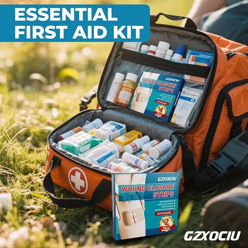 Emergency Wound Closure Strips: Adjustable High Adhesivas & Customized Skin Tones Zip Stitch Band & Butterfly Bandaids Without Stitches Easy to Use Quick Clot Laceration Closure Device in Kuwait