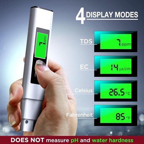 2025 All-New 4 in 1 Tds Meter Digital Water Tester - Accurate and Reliable TDS EC & Temp(°C,°F) Meter - 0-9990ppm - Professional Testing for Drinking Water, RO/DI System, Aquariums etc in Kuwait