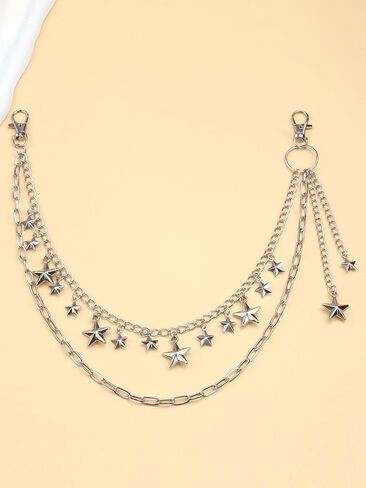 QWALIT Y2K Star Pants Chain for Men Jean Chains for Women Pocket Chain for Pants Biker Hip Punk Chains Y2K Jewelry for Women Accessory Silver Trendy Fashion for Music Festival Concert Cosplay in Saudi Arabia