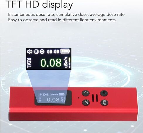 Geiger Counter USB Charging with TFT HD Display 400mAh Nuclear Radiation Detector for Home (Red) in Saudi Arabia