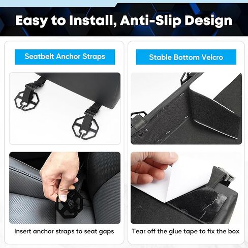 Upgraded Center Console, Truck Bench Front Seats Center Console Organizer and Storage, Cup & Phone Holder for Minivan, SUV, Middle Van, Fast Phone Charging & 7-Color Adjustable LED Lighting (Black) in Saudi Arabia