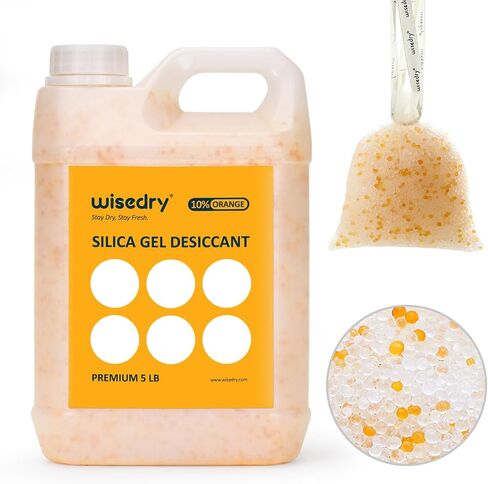 wisedry [ 8 LBS ] Reusable Silica Gel Beads Color Indicating Rechargeable Desiccant Beads Bulk with 20 Pcs Organza Drawstring Bags in Kuwait