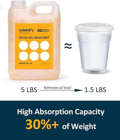wisedry [ 8 LBS ] Reusable Silica Gel Beads Color Indicating Rechargeable Desiccant Beads Bulk with 20 Pcs Organza Drawstring Bags in Kuwait