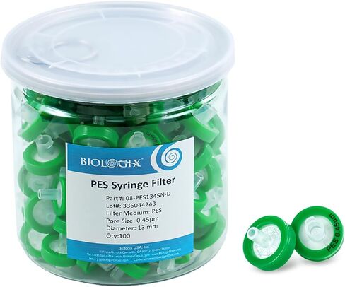 100Pcs Syringe Lab Filter Hydrophobic PTFE Membrane, 0.22um Pore Size 25mm Diameter for Laboratory School Science, Non-Sterile in Saudi Arabia