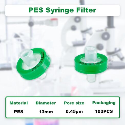 100Pcs Syringe Lab Filter Hydrophobic PTFE Membrane, 0.22um Pore Size 25mm Diameter for Laboratory School Science, Non-Sterile in Saudi Arabia