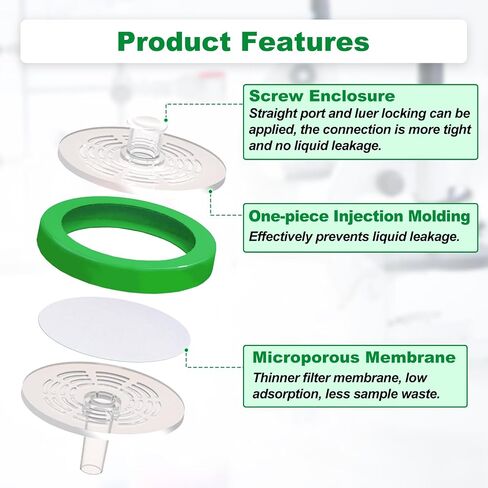 100Pcs Syringe Lab Filter Hydrophobic PTFE Membrane, 0.22um Pore Size 25mm Diameter for Laboratory School Science, Non-Sterile in Saudi Arabia