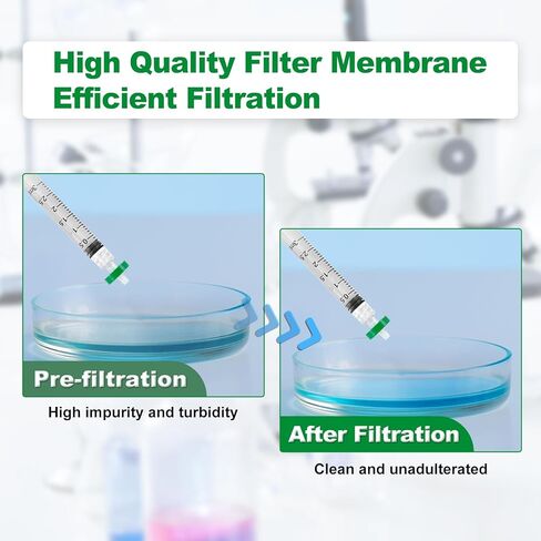 100Pcs Syringe Lab Filter Hydrophobic PTFE Membrane, 0.22um Pore Size 25mm Diameter for Laboratory School Science, Non-Sterile in Saudi Arabia
