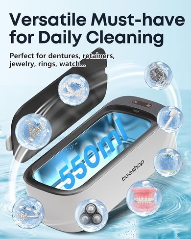 منظف المجوهرات بالموجات فوق الصوتية الاحترافية ، آلة 58 أوقية 48 كيلو هرتز حلقة من النظافة مع وظيفة degas ، منظف صوتي 30 واط للمجوهرات ، النظارات ، القلادات ، الخدم ، أطقم الأسنان ، حزام الساعة (أبيض) in Kuwait
