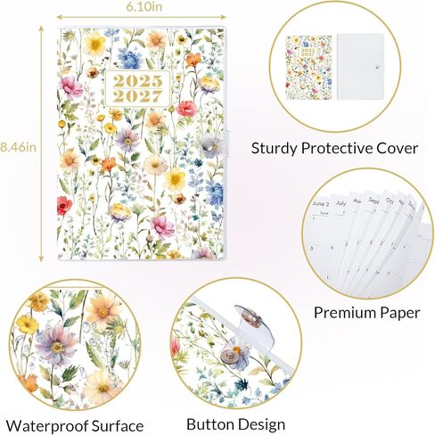 A5 Monthly Planner 2025-2026, 24 Months Calendar 2025 Planner - Runs From Jan.2025 Until Dec.2026, 5.9'' x 8.4'', Floral Planner 2025 for Planning, Office and School Supplies in Kuwait