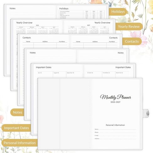A5 Monthly Planner 2025-2026, 24 Months Calendar 2025 Planner - Runs From Jan.2025 Until Dec.2026, 5.9'' x 8.4'', Floral Planner 2025 for Planning, Office and School Supplies in Kuwait