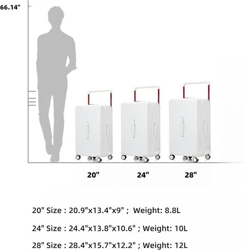 Carry On Luggage 20In Wide Handle with 360 Spinner Wheels, USB & Type C Port, Cup Holder & TSA Lock, Hard Case Luggage, Hardshell Travel Suitcase for Men Women (PVC Cover For Free) White in Kuwait