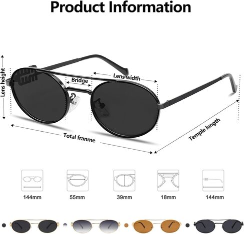 Retro Oval 90s Metal Sunglasses for Women, 2025 Trendy Chic Narrow Gold Sun Glasses Fashion Sunnies in Kuwait