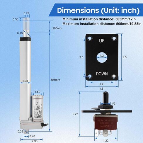 المحرك الخطي الكهربائي ، 1500N DC12V دفع محرك عالية السرعة هادئة تحت 50 ديسيبل مع أقواس التثبيت للأجهزة الأتمتة المنزلية في الهواء الطلق 200 مم in Saudi Arabia