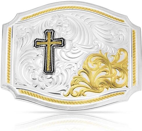 Montana Silversmiths Christian Cowboy Bright Cut Striking Engraved Rope Trim Oval Western Belt Buckle in Kuwait