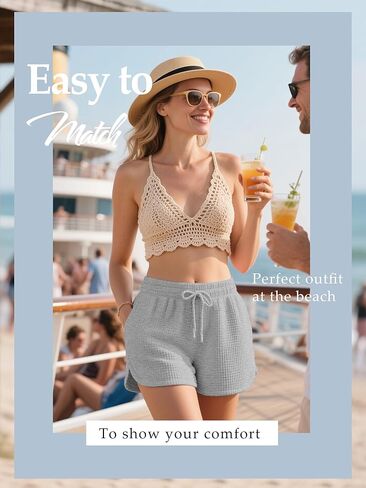 Neer 3 Pack Waffle Waffle Cont Cotton Blend الرباط غير الرسمي Pajama Lounge Summer Yoga Shorts مع جيوب in Kuwait