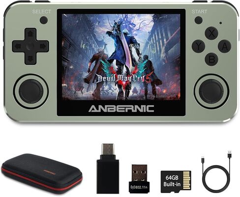 RG351MP GP GAME CONSOLE 3.5 بوصة OCA شاشة مجهزة بالكامل مفتوح المصدر نظام Linux مع 2400 لعبة كلاسيكية ، دعم WIFI BATTLE و TF CARD EXTRANTION BLUSTER 3500MAH بطارية (Ocean Blue) in Kuwait