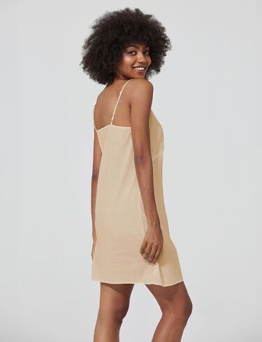 Women's Cotton Full Slip with Breast Area Shape for Under Dresses Adjustable Spaghetti Strap V Neck (White,L) in Saudi Arabia