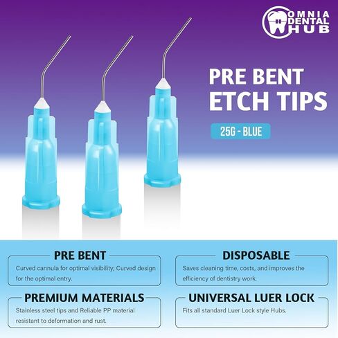 100 PCs Dental Grade Pre Bent Flow Dispensing Etch Tips by Omnia ONE | Precision Application, Flexible Design – Ideal for Etching, Bonding, and Dental Restorations in Saudi Arabia