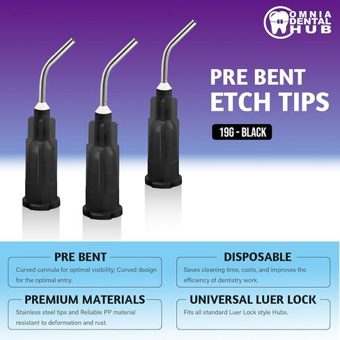 100 PCs Dental Grade Pre Bent Flow Dispensing Etch Tips by Omnia ONE | Precision Application, Flexible Design – Ideal for Etching, Bonding, and Dental Restorations in Saudi Arabia
